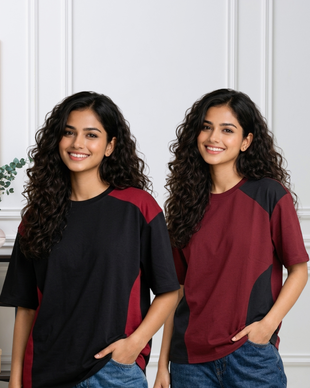 Dream Contrast Duo - Oversized T Shirt Combo for Women