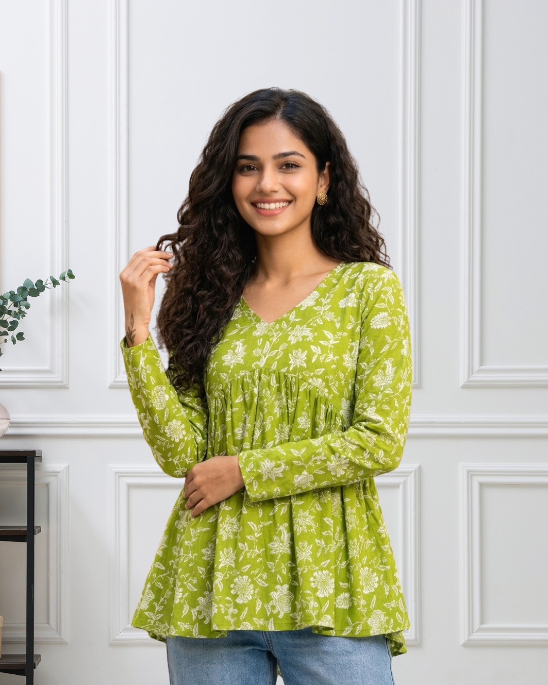 Evergreen Charm - Green Short Kurti