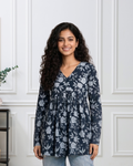 Dark Petal - Black Short Kurti