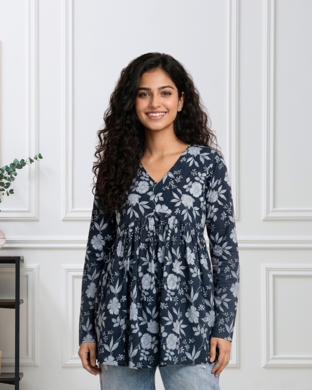 Dark Petal - Black Short Kurti