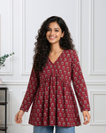 Dark Cherry - Dark Red Short Kurti